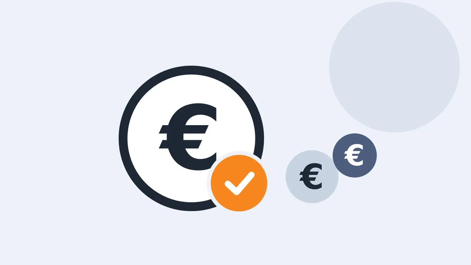 Große Euro-Münze mit Haken neben kleineren Münzen – nur die Hauptforderung im Inkasso bezahlen